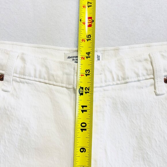 Abercrombie & Fitch Women Stretch White High Rise The Mom Short Plus Sz 18 NWT - Picture 7 of 9